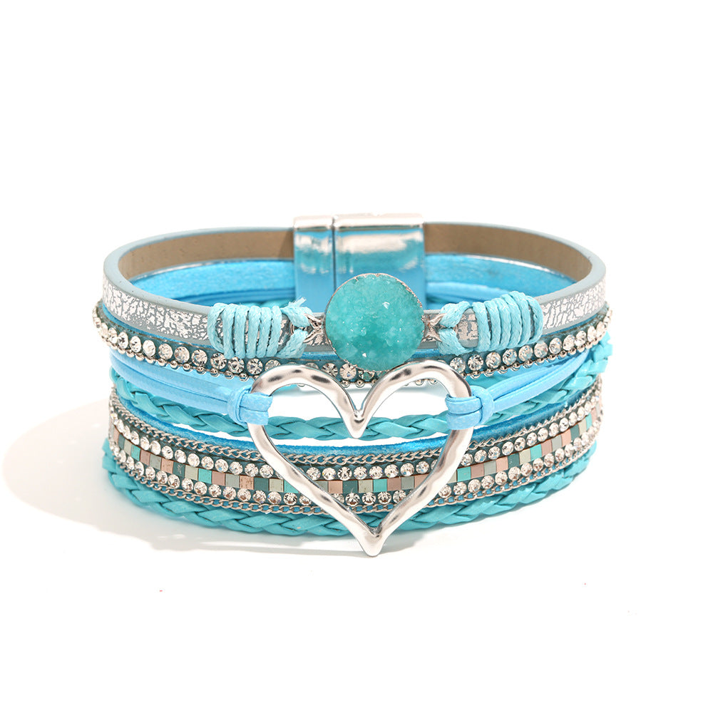 Wholesale Bohemian Multi-layered Leather Handwoven Love Bracelet
