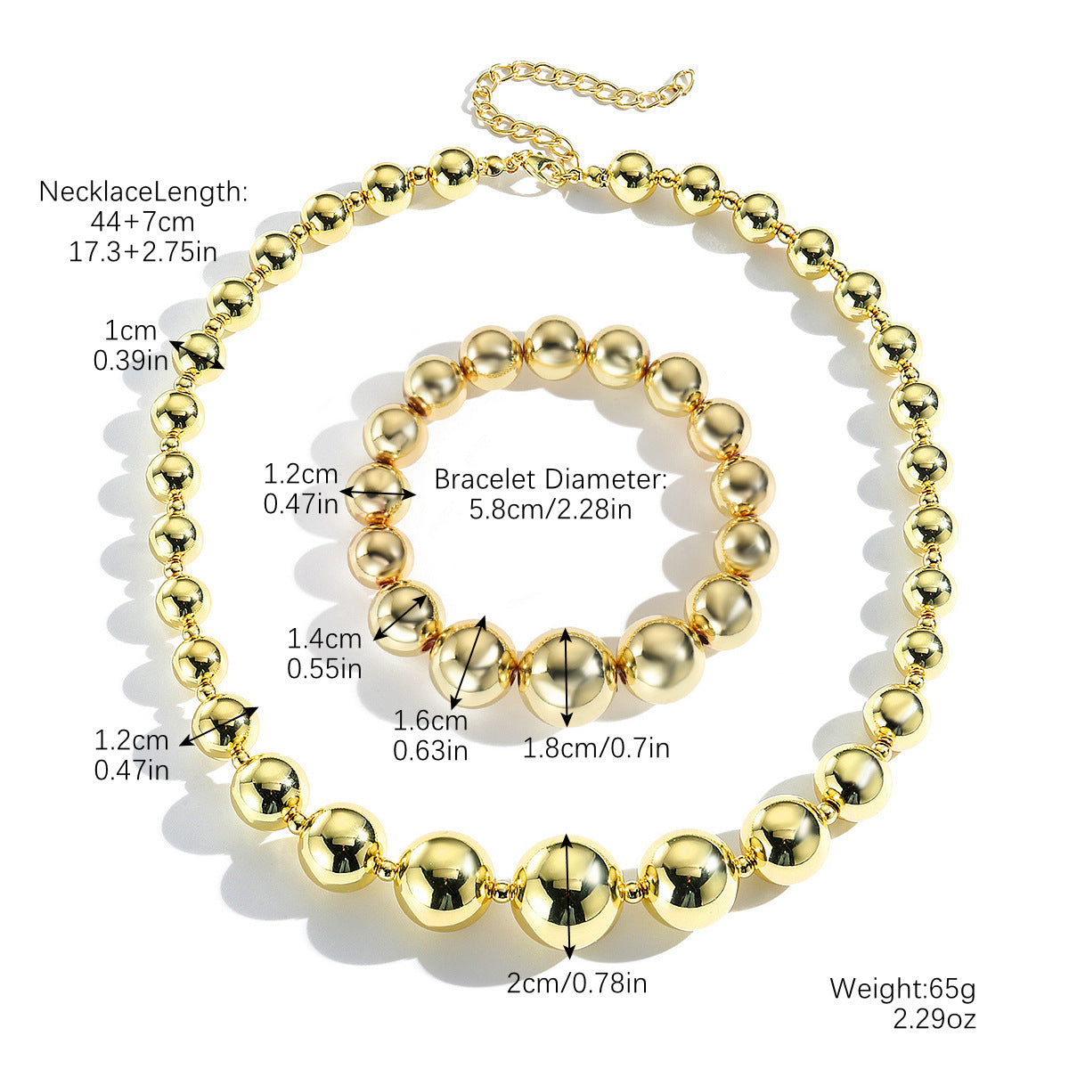 Wholesale Beaded necklace with detachable metal half-circle pendant