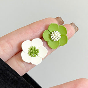 Wholesale Versatile Summer Fresh Green Floral Stud Earrings