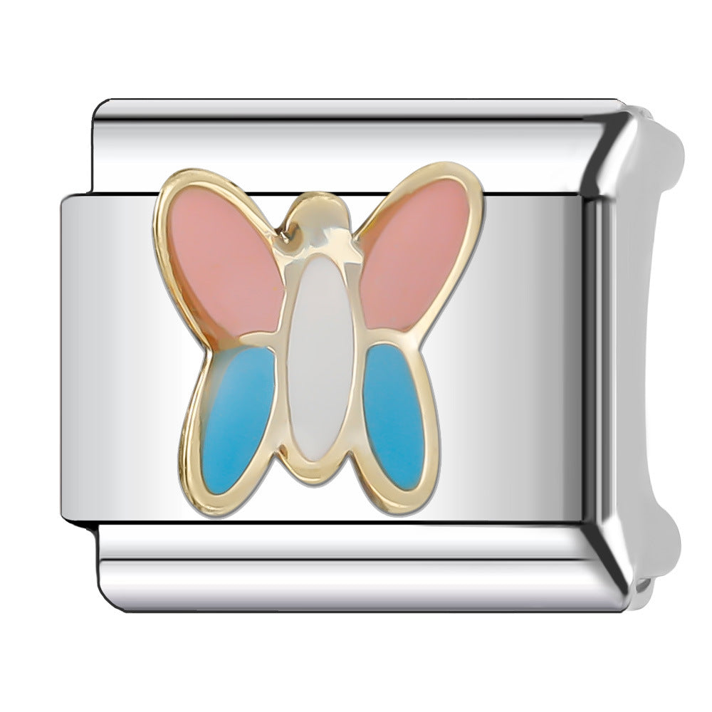 Wholesale Italian Charm Bracelet 9mm DIY Splicing Butterfly Stainless Steel Composable Bracelet