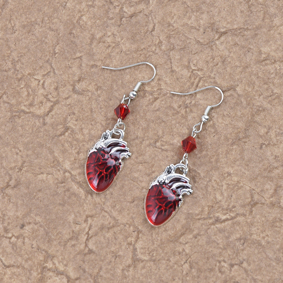 Wholesale Retro Bat Teardrop Ruby Jewelry Set  Earrings Necklace Fashion Accessory Gift