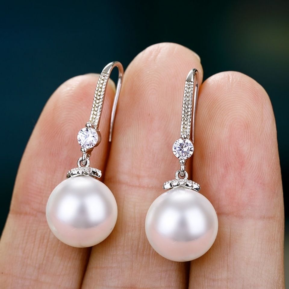 Wholesale Pearl Copper Plated White Gold Earrings