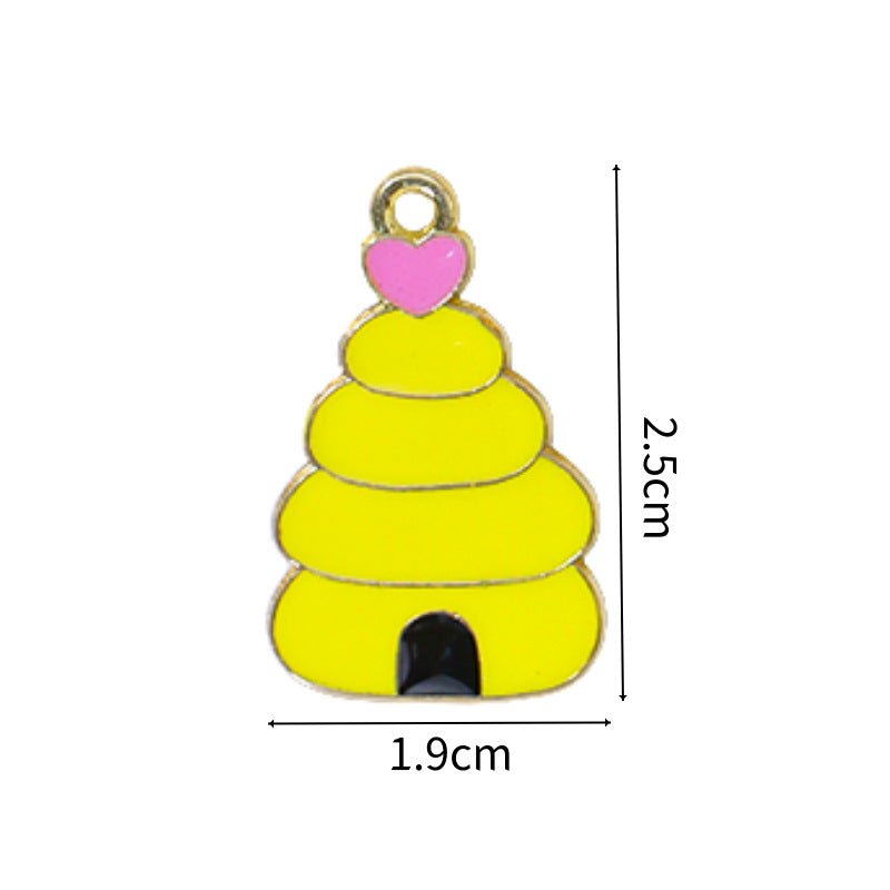 Wholesale 10pcs/pack  Alloy Oil Dripping Cartoon Bee Animal DIY Earrings Keychain Pendant Jewelry Accessories Bag Pendant