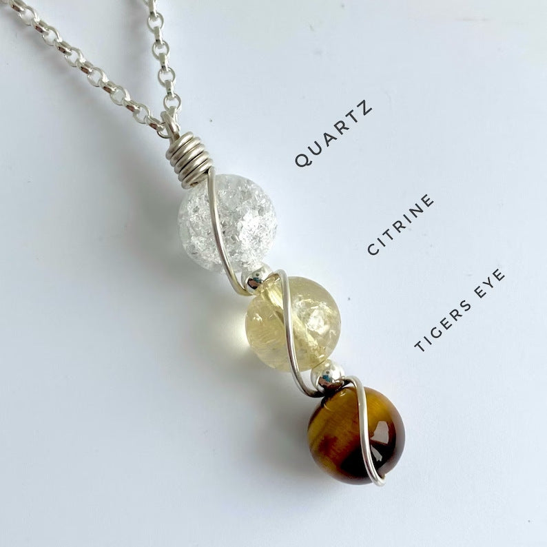 Wholesale Natural Crystal Silver Wire Wrapped Constellation Necklace ACC-NE-RongGuan016