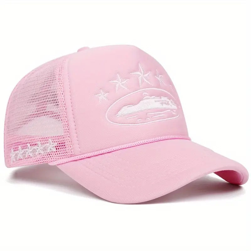 Wholesale Breathable Mesh Trucker Hat With Star Embroidery Summer Outdoor Baseball Cap Adjustable Everyday Style