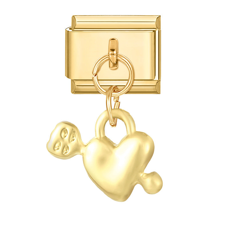 Wholesale Italian Charm Bracelet 9mm DIY Splicing Gold Pendant Stainless Steel Composable Bracelet