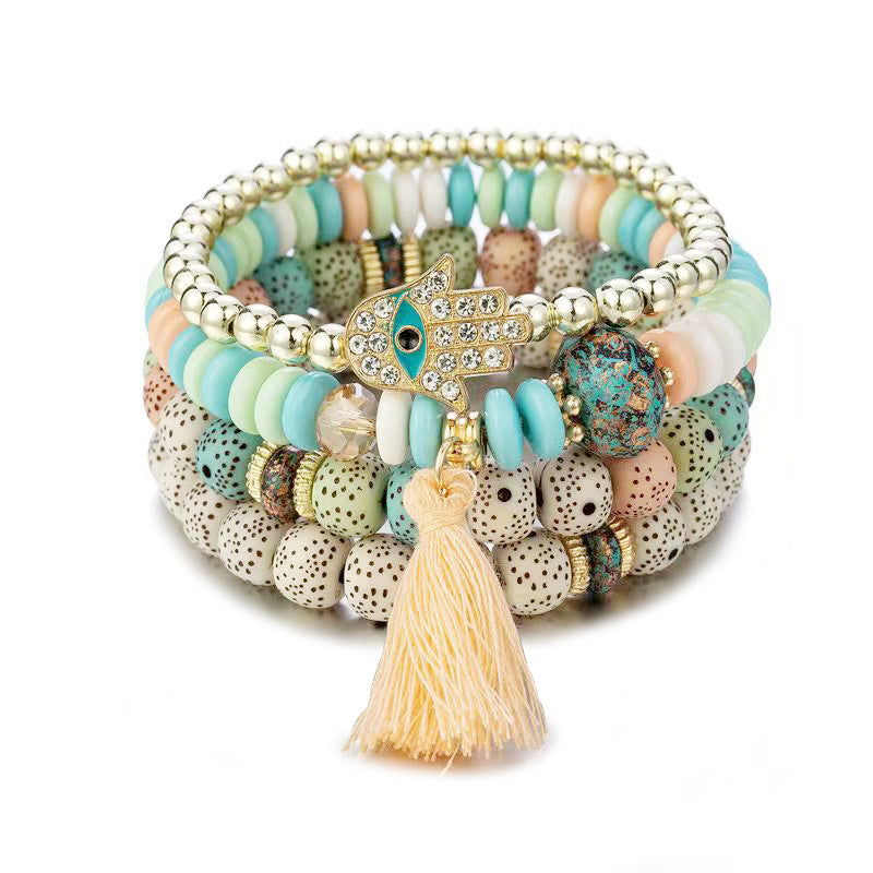 Wholesale Bohemian Evil Eye Palm Multilayer Beaded Bracelet ACC-BT-NaiHong001