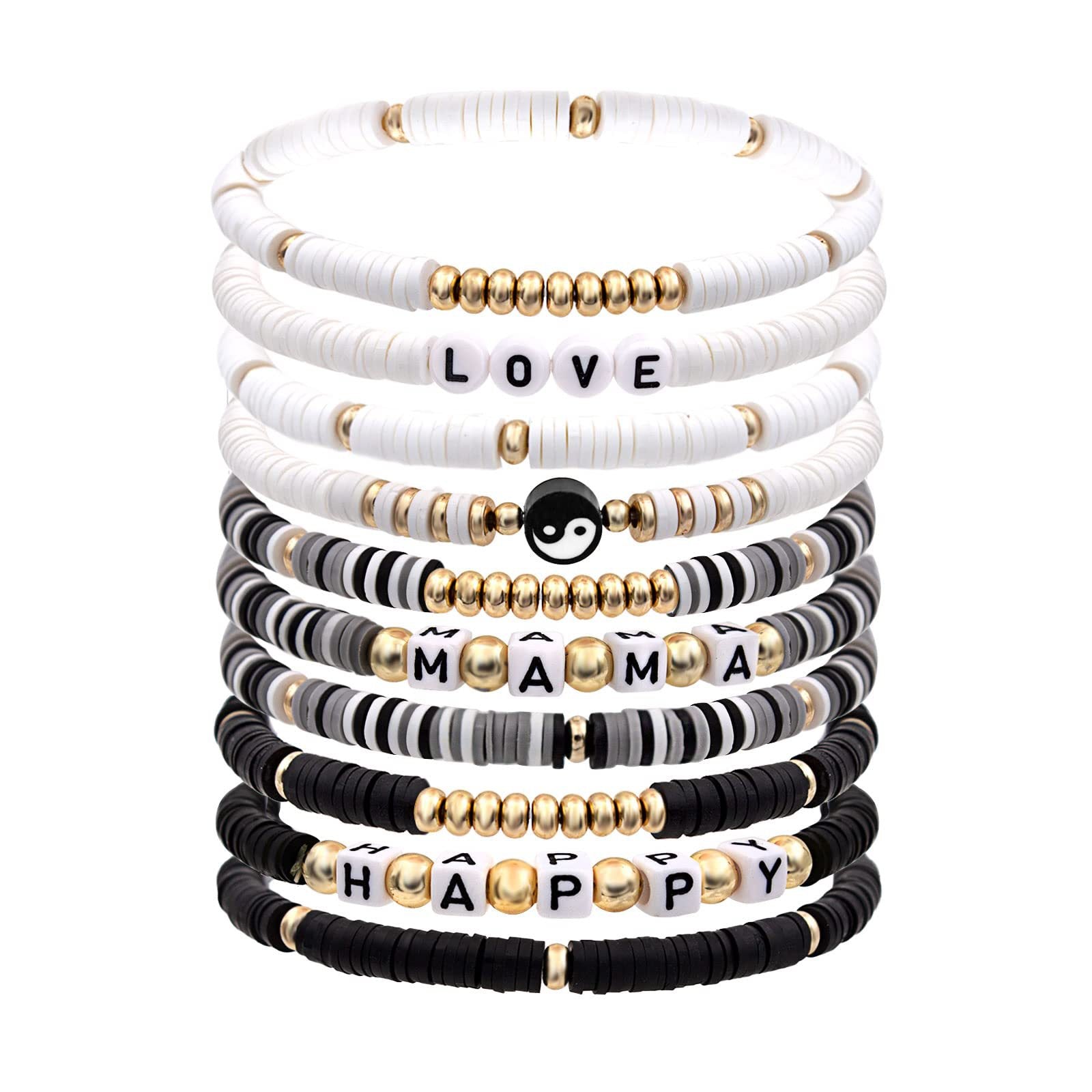 Wholesale Handmade Beaded Boo Letters Bat Ghost Face Soft Clay Halloween Bracelet ACC-BT-FenRui009