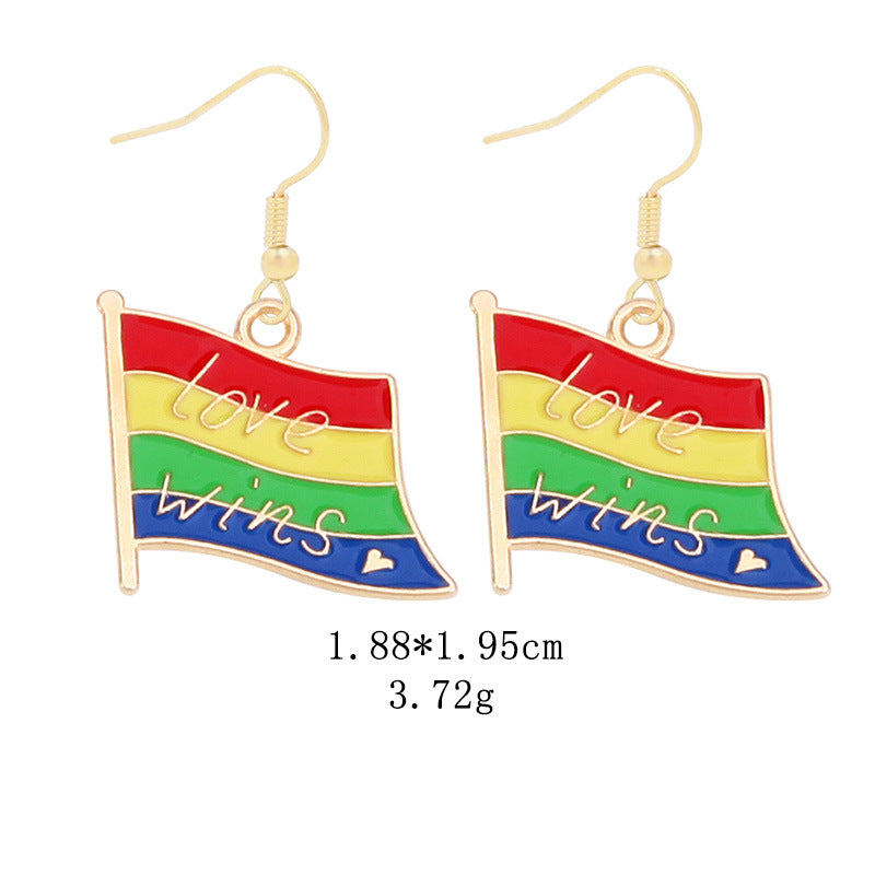 Wholesale LGBT Pride Month Rainbow Alloy Earrings ACC-ES-BinLi002