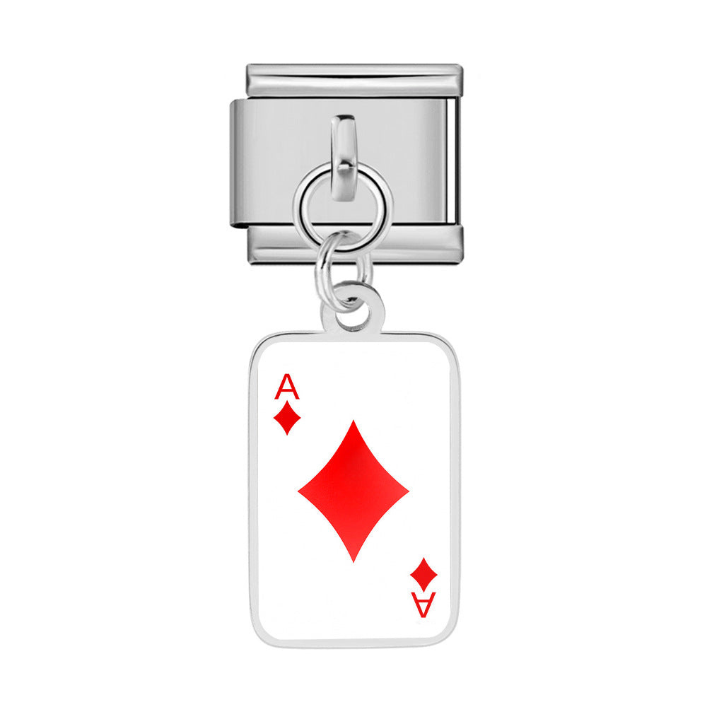 Wholesale Trendy Playing Card Pendant Stainless Steel Bracelet Fashion Accessory For Boutique Resale
