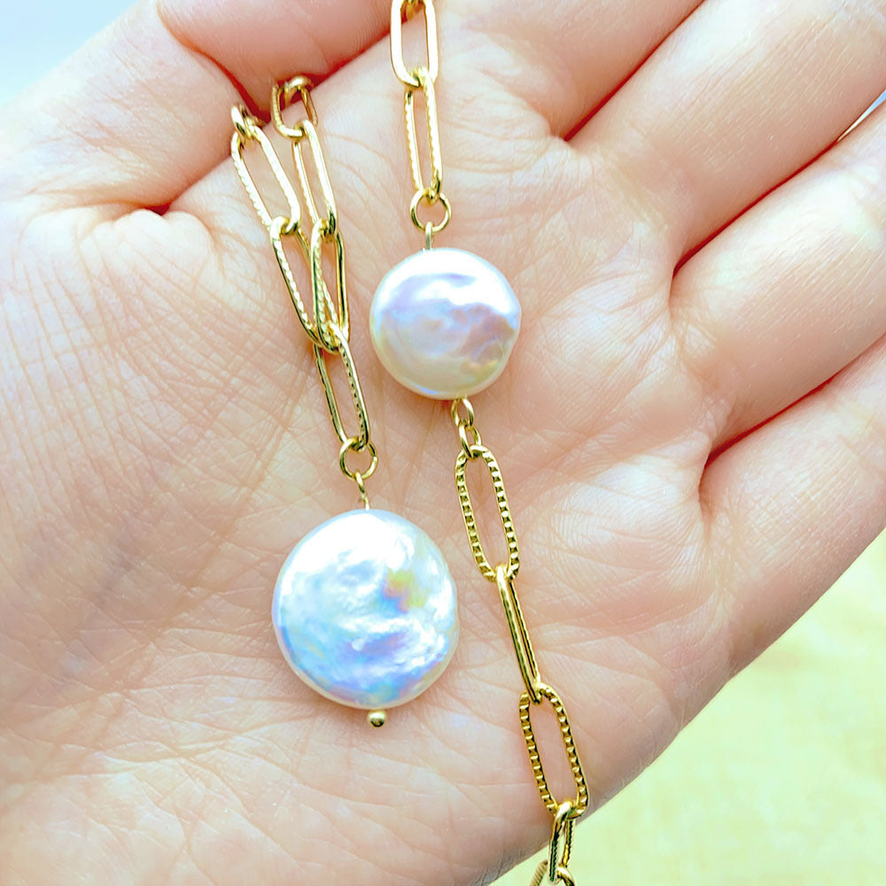 Wholesale Stainless Steel Paperclip Chain Pearl Necklace Bracelet  ACC-BT-Yazhi002