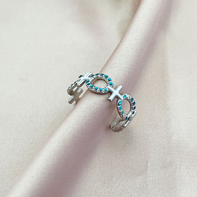 Wholesale cross  stainless steel open adjustable  ring