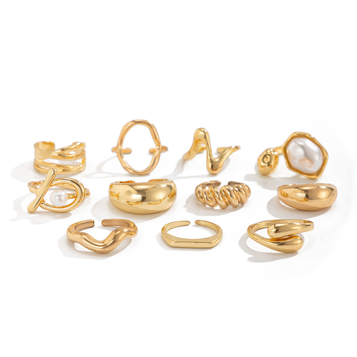 Wholesale Glossy Water Drop Hug Ring Set