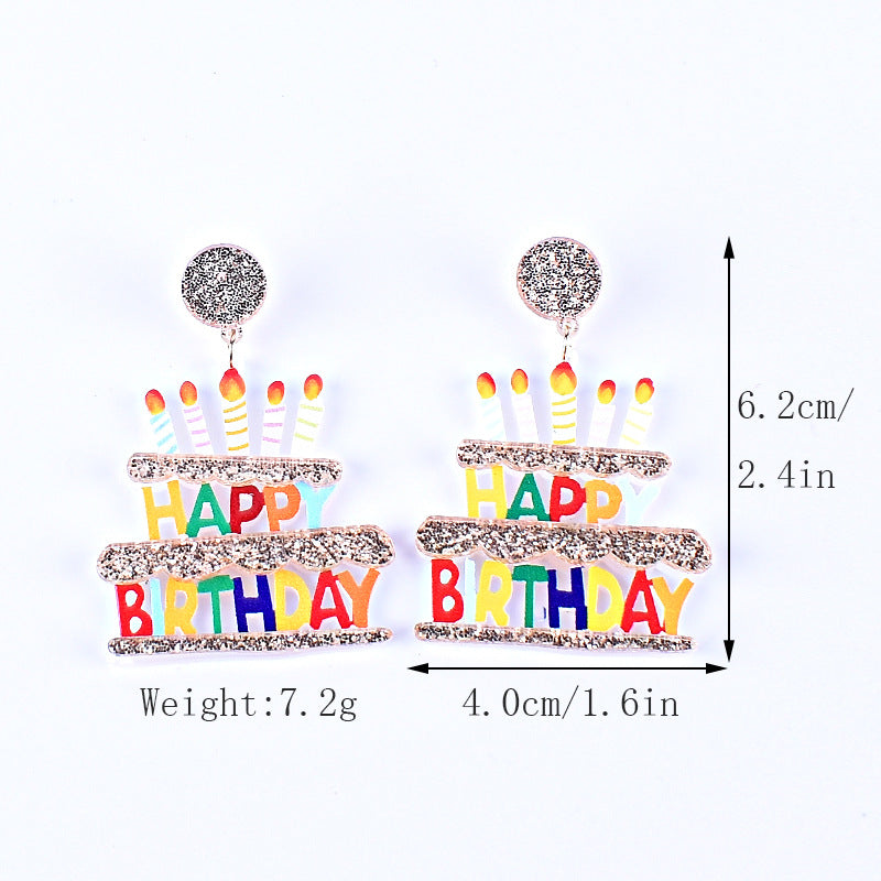 Wholesale Acrylic Birthday cake earrings