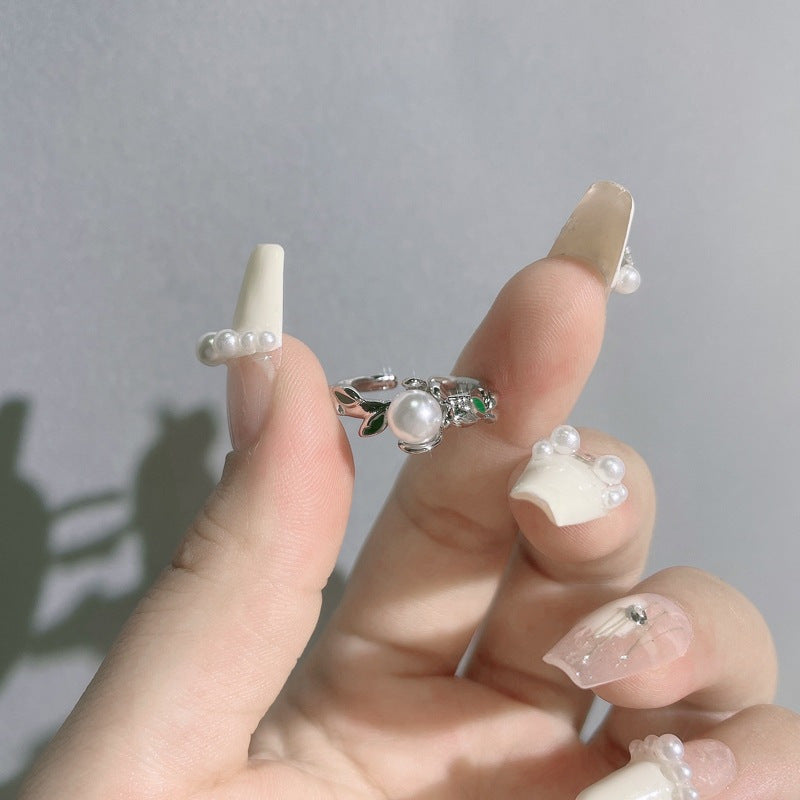 Wholesale Pearl Ring Set Braided Light Luxury Ring