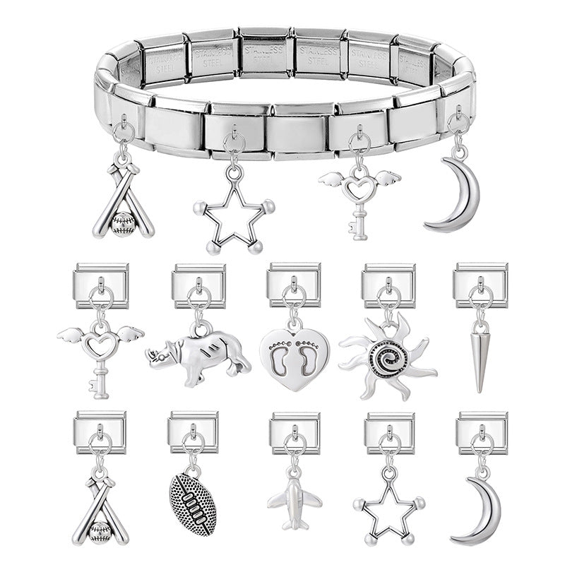 Wholesale 9mm Italian Charm Starter Bracelets DIY Pendant Style Stainless Steel Composable Bracelet