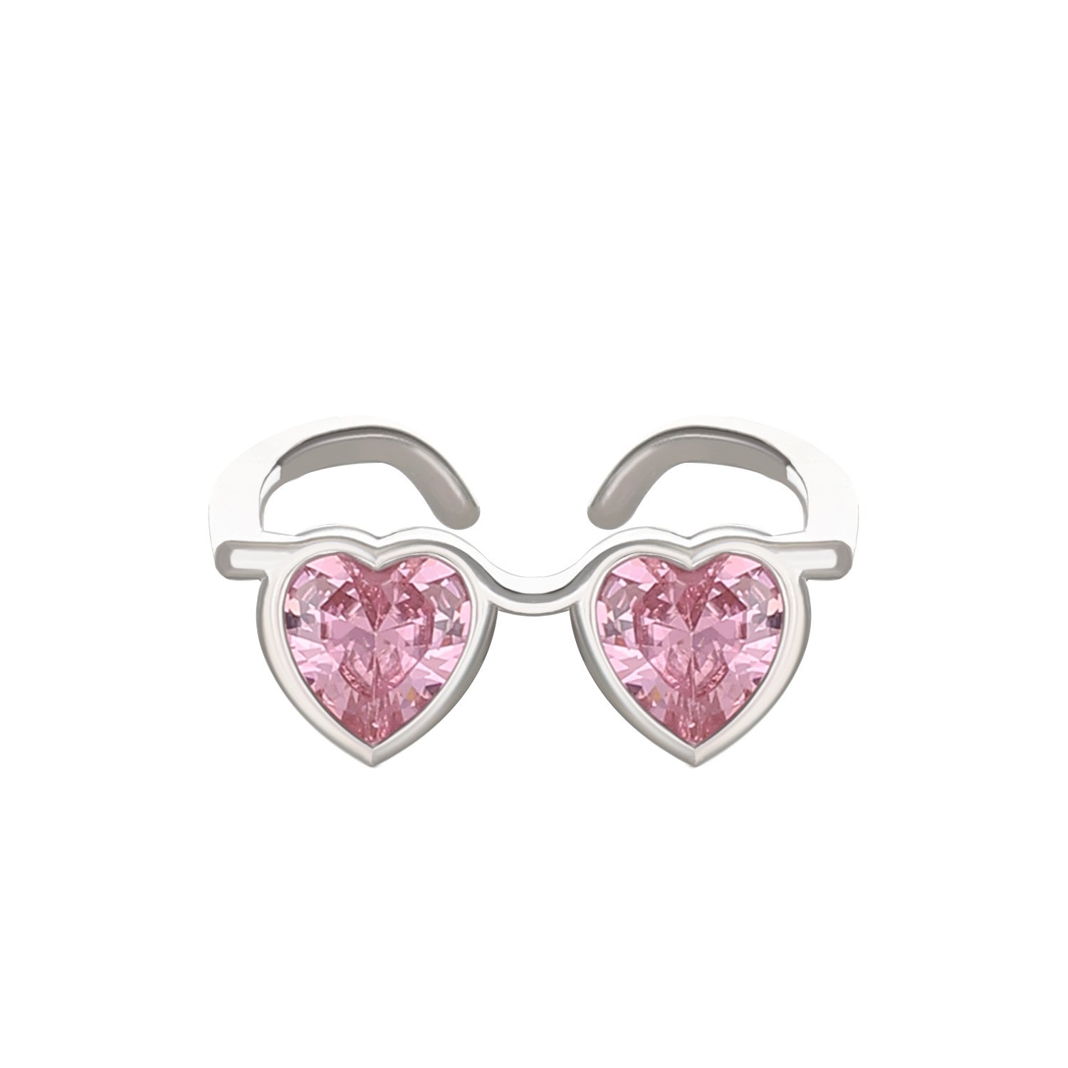 Wholesale Pink Heart-Shaped Glasses Ring