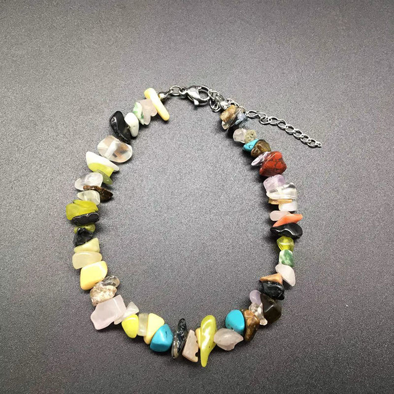 Wholesale Colorful Natural Stone Anklets Stainless Steel Wire Lock Buckle ACC-AS-Yima001