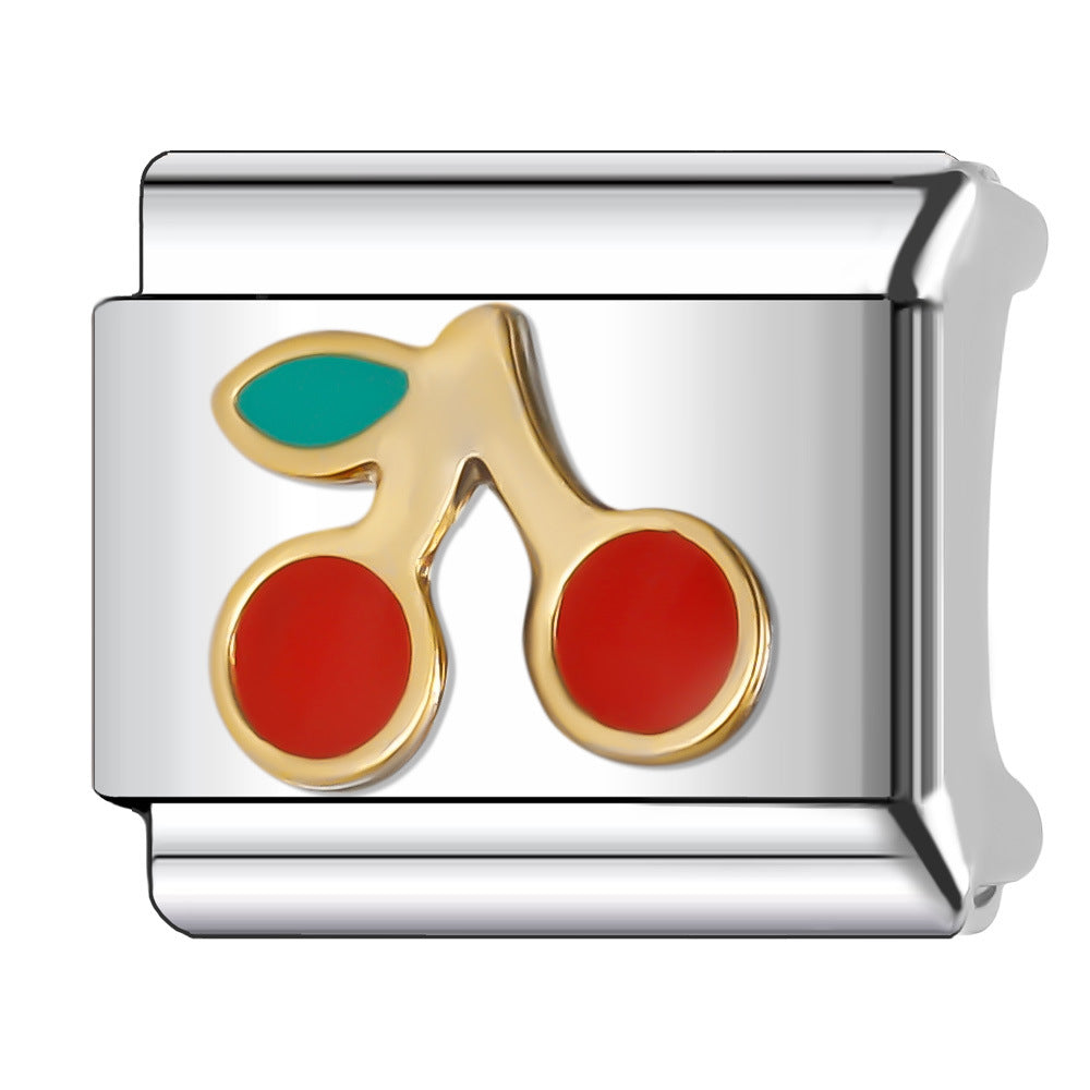 Wholesale Italian Charm Bracelet 9mm DIY Splicing Fruit and Vegetable Series Stainless Steel Composable Bracelet