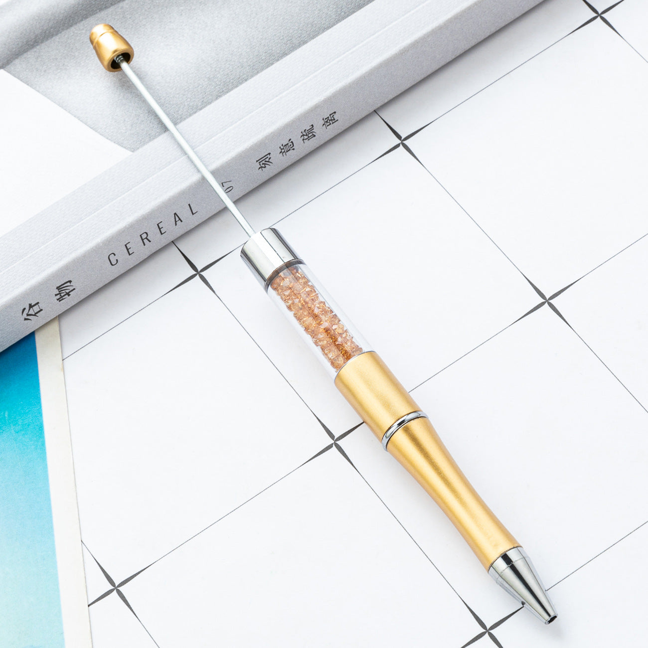 Wholesale DIY Crystal Beadable Pens Multi-Color Rotating Plastic Pen