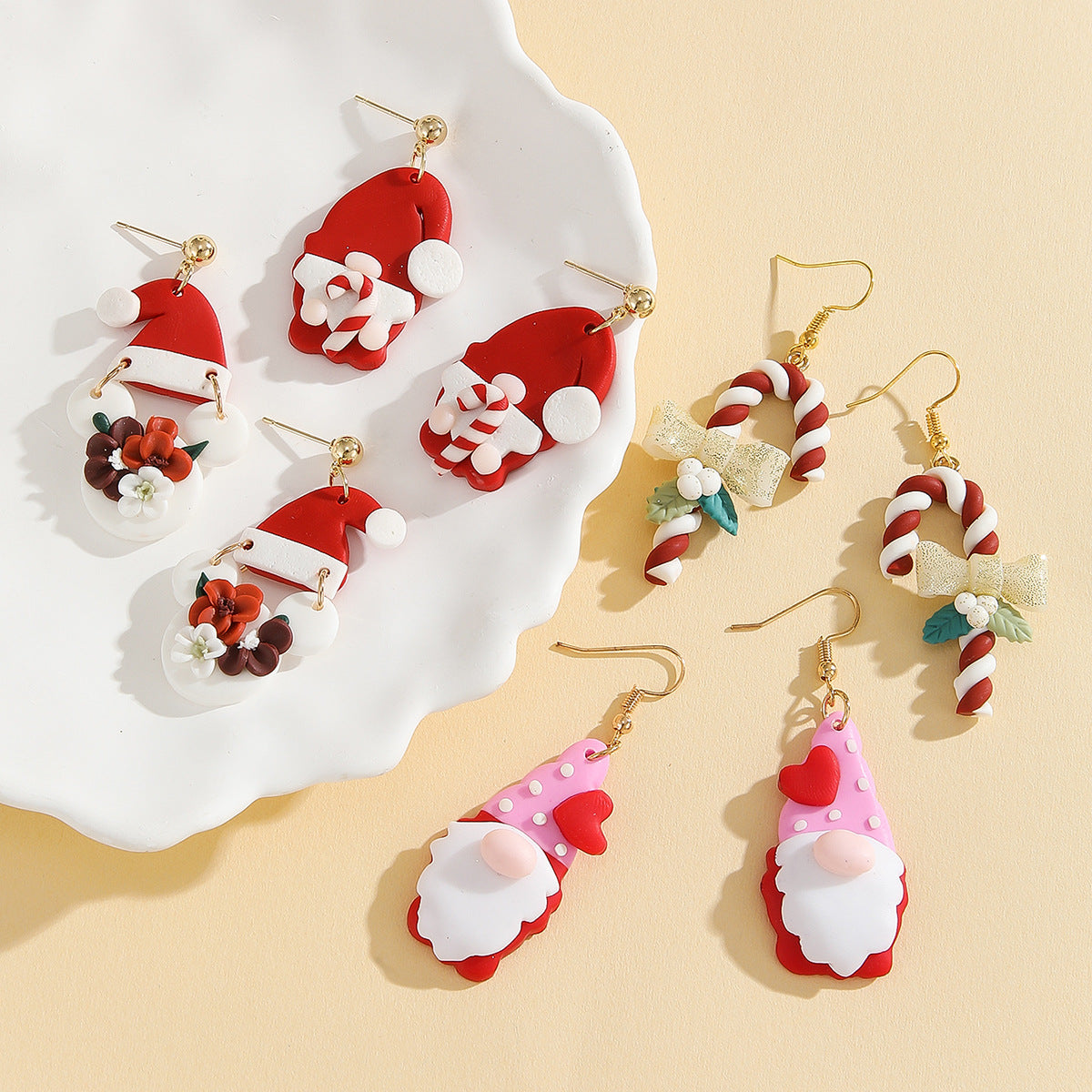 Wholesale Christmas  polymer clay red  soft clay earrings