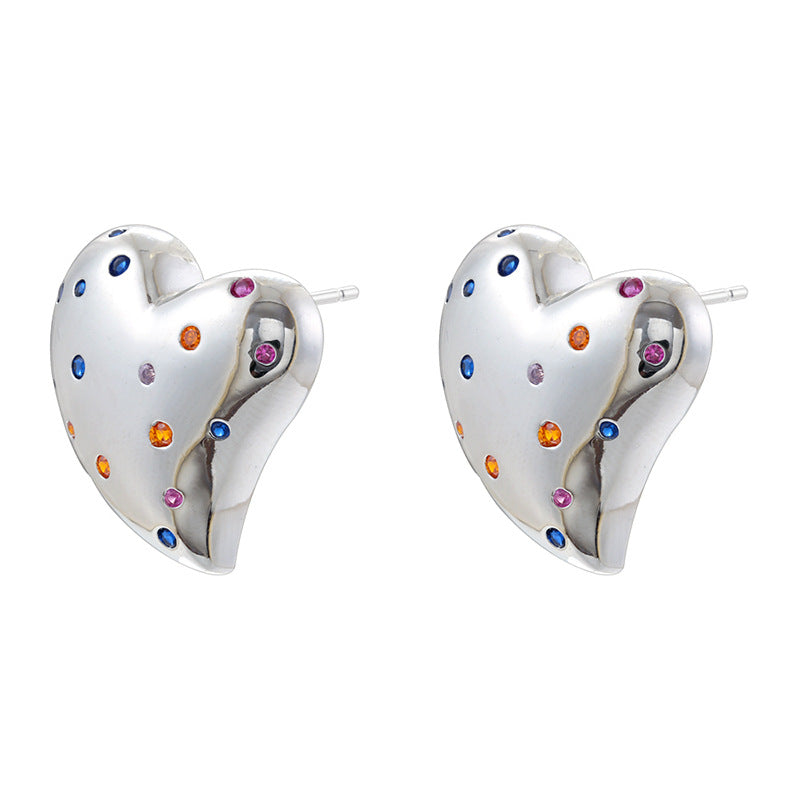 Wholesale Vintage Copper Diamond Heart Valentine's Day Earrings