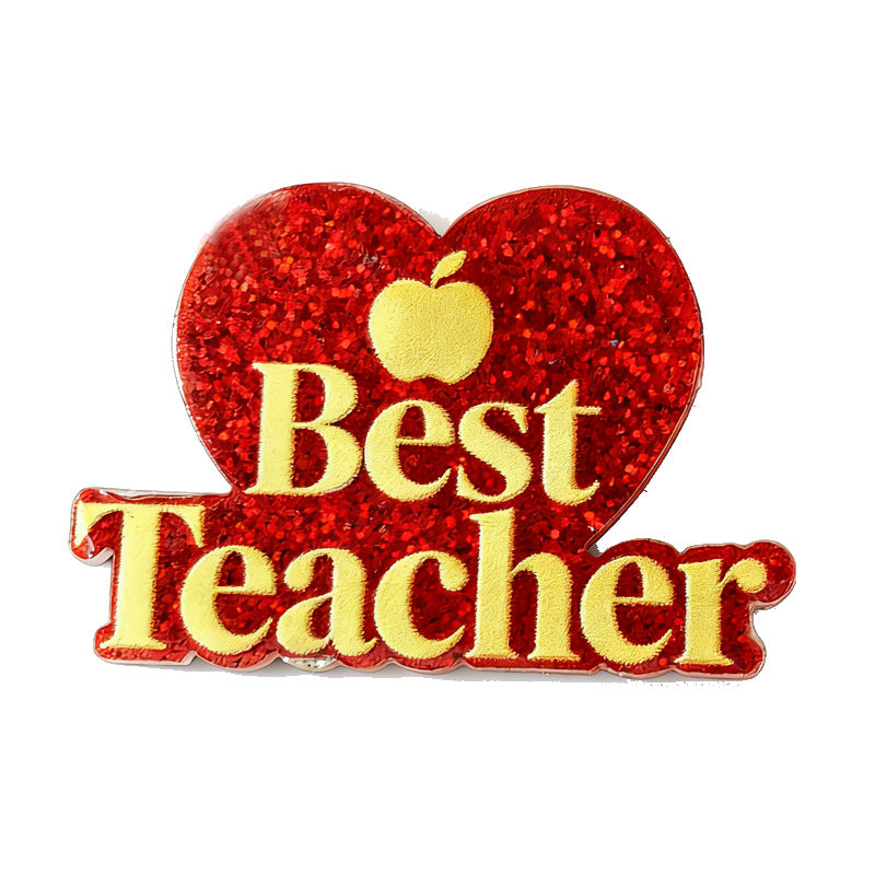 Wholesale 2pcs Sparkling Acrylic Brooch for Teacher' s Day