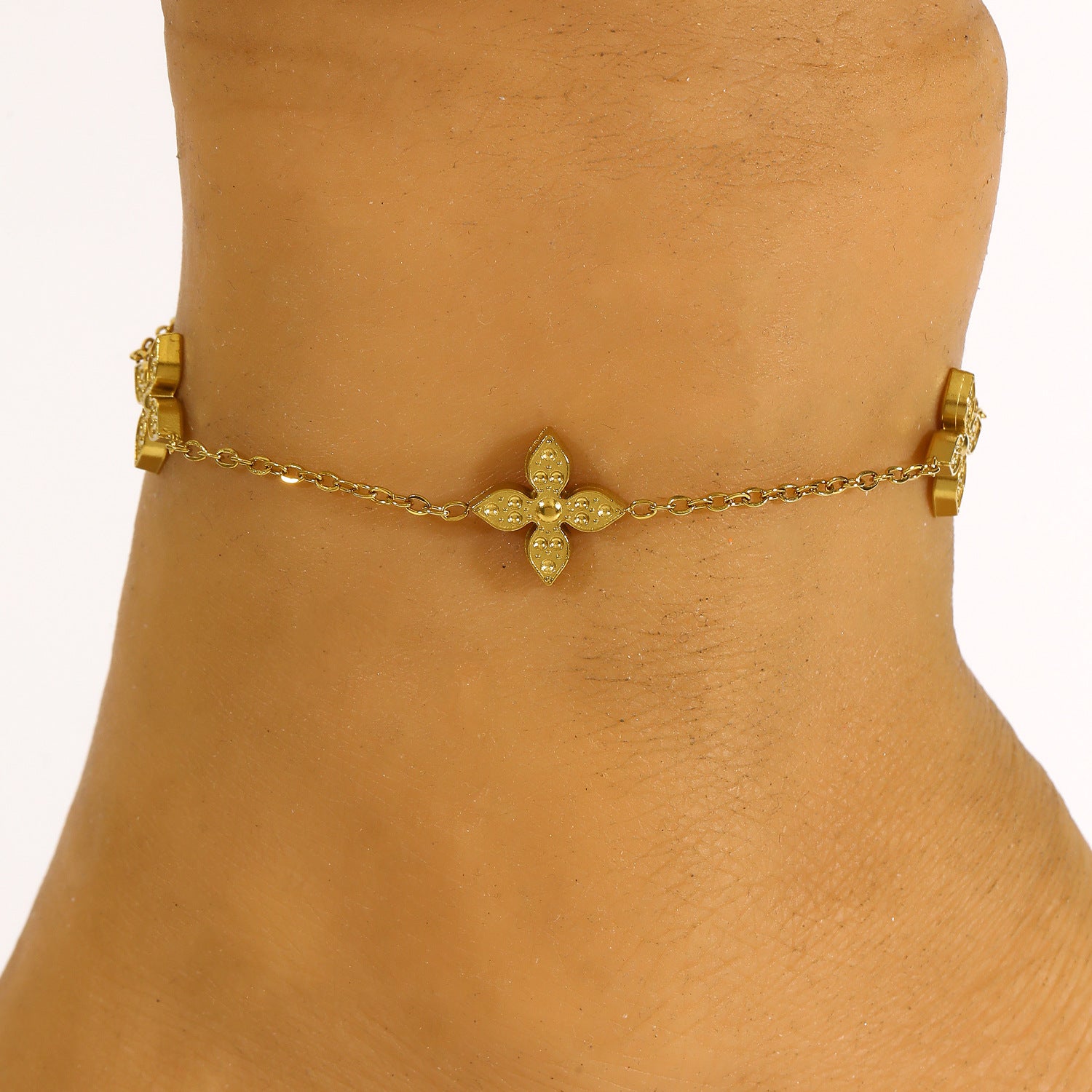 Wholesale Four Leaf Flower Anklet Stainless Steel Adjustable Women S Vacation Jewelry Accessory