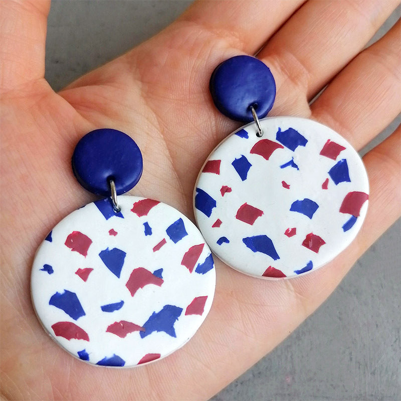 Wholesale  soft pottery earrings love color matching US Independence Day  earrings