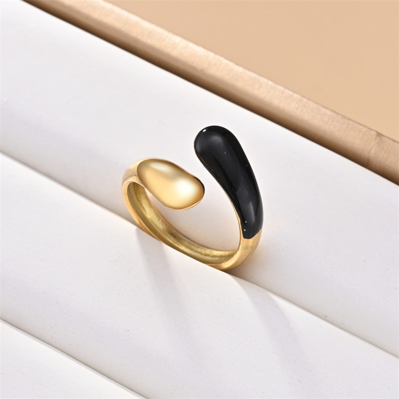 Wholesale Stainless steel oil drop simple cool style open ring