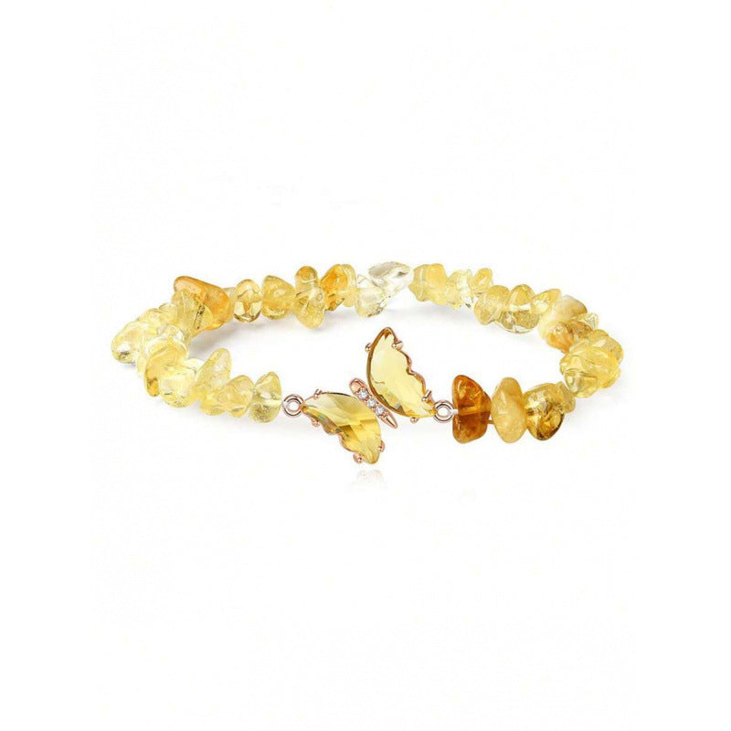 Wholesale Butterfly Design Natural Stone Bracelet Set - Amethyst Handmade Beads Jewelry Accessory