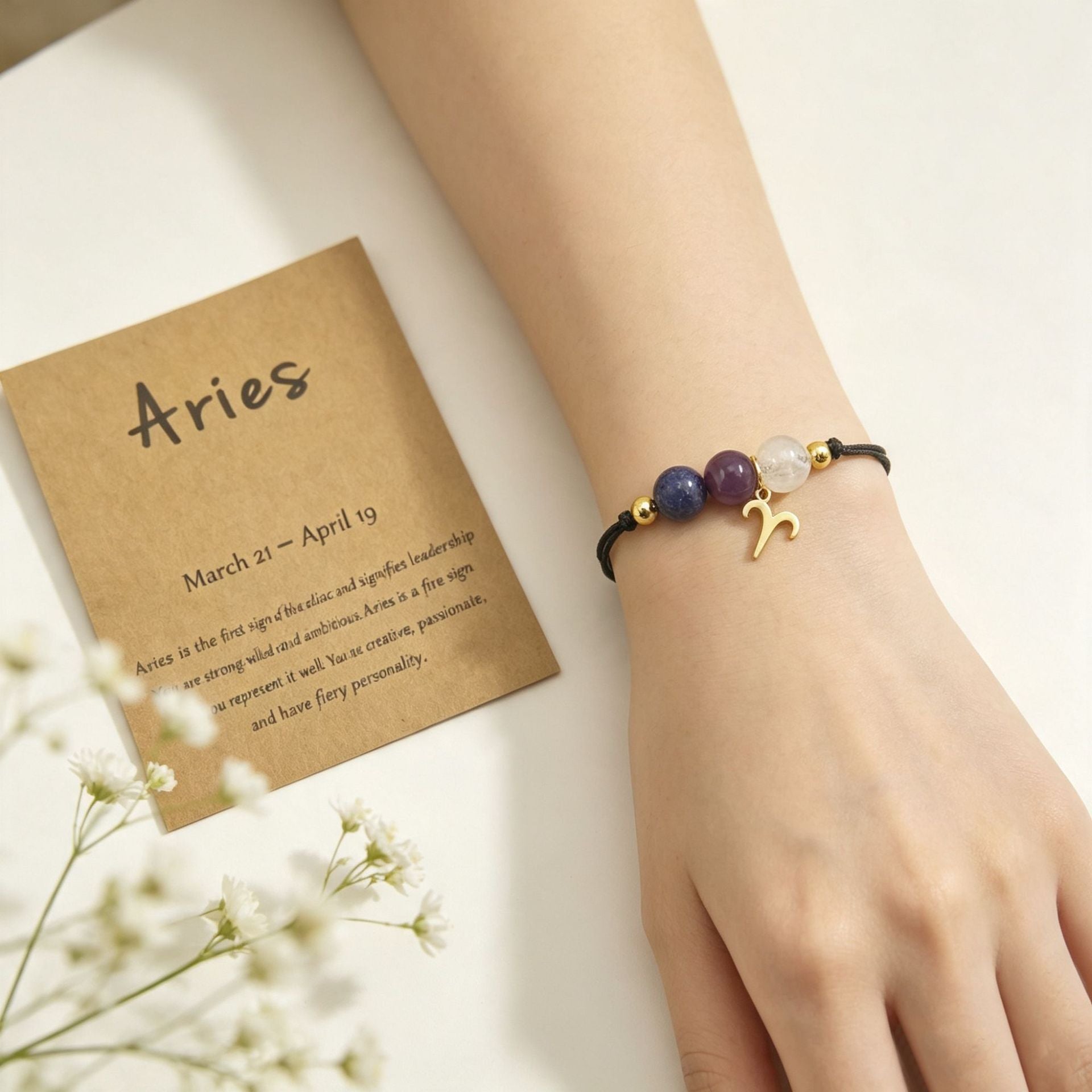 Wholesale Natural Stone Crystal Zodiac Bracelet Handmade Woven Rope Fashion Jewelry Accessory