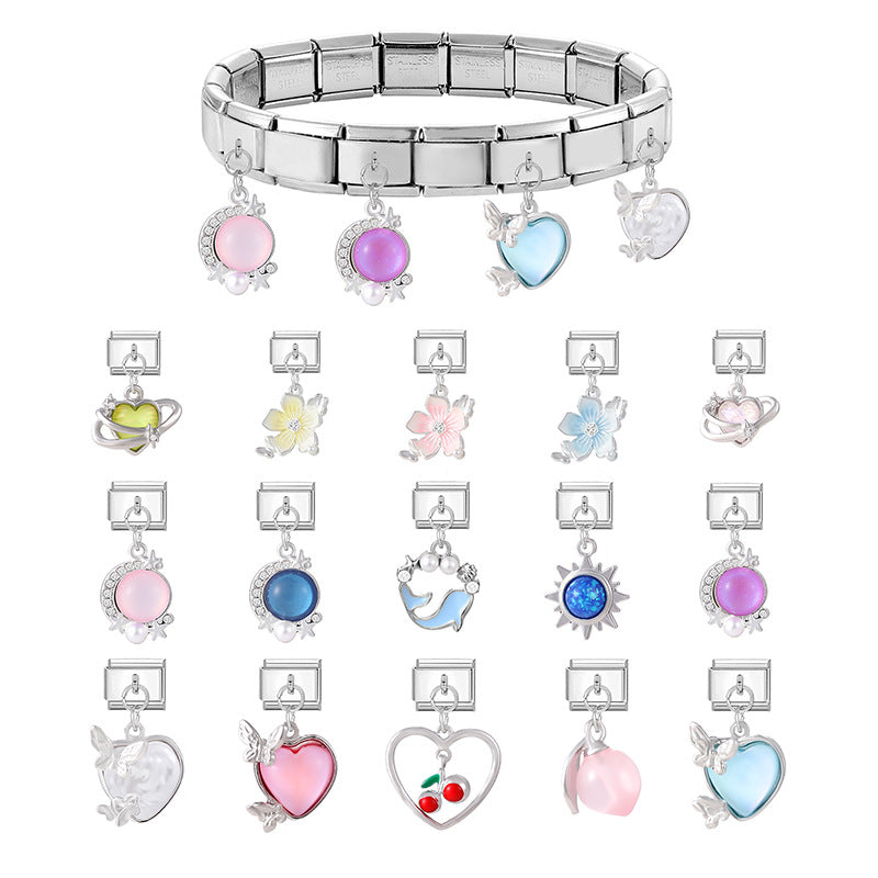 Wholesale Italian Charm Bracelet 9mm DIY  Fresh and Exquisite   Stainless Steel Composable Bracelet