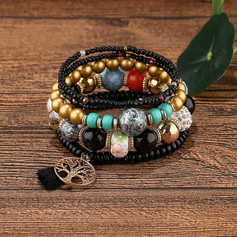 Wholesale Bohemian Beaded Tassel Tree of Life Bracelet