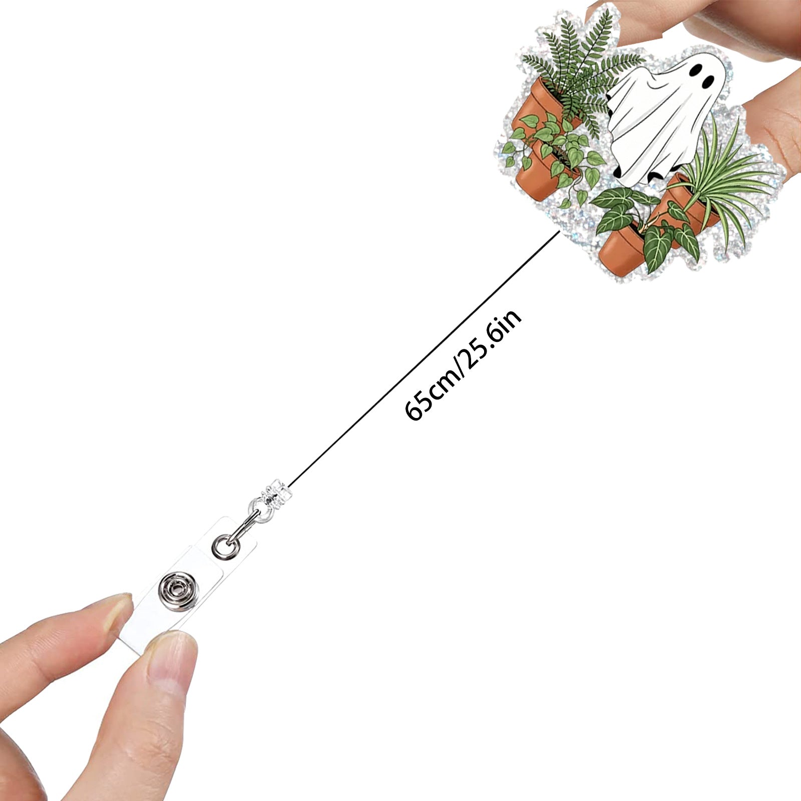 Wholesale Monstera Skull Retractable Badge ID Holder - Acrylic Belt Clip,  Chic Car Key Accessory Gift