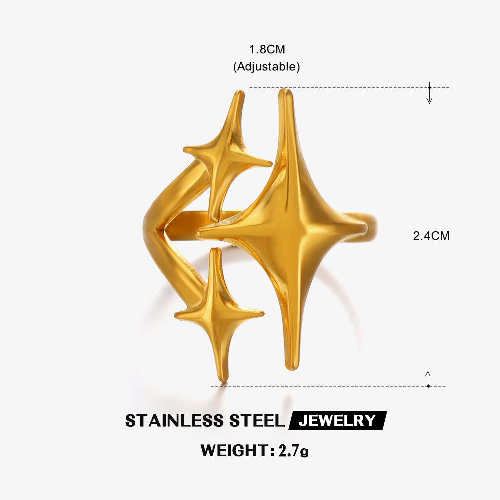 Wholesale Modern Star Opening Ring Stainless Steel Fashion Jewelry Accessory for Everyday Wear