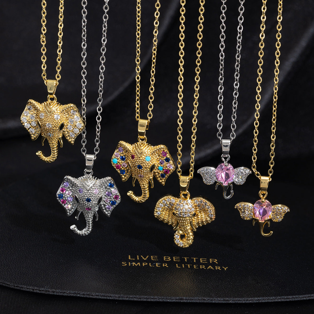Wholesale Light Luxury Copper Zircon Elephant Pendant Choker Necklace For Women Fashion Accessory Gift Boutique Resale