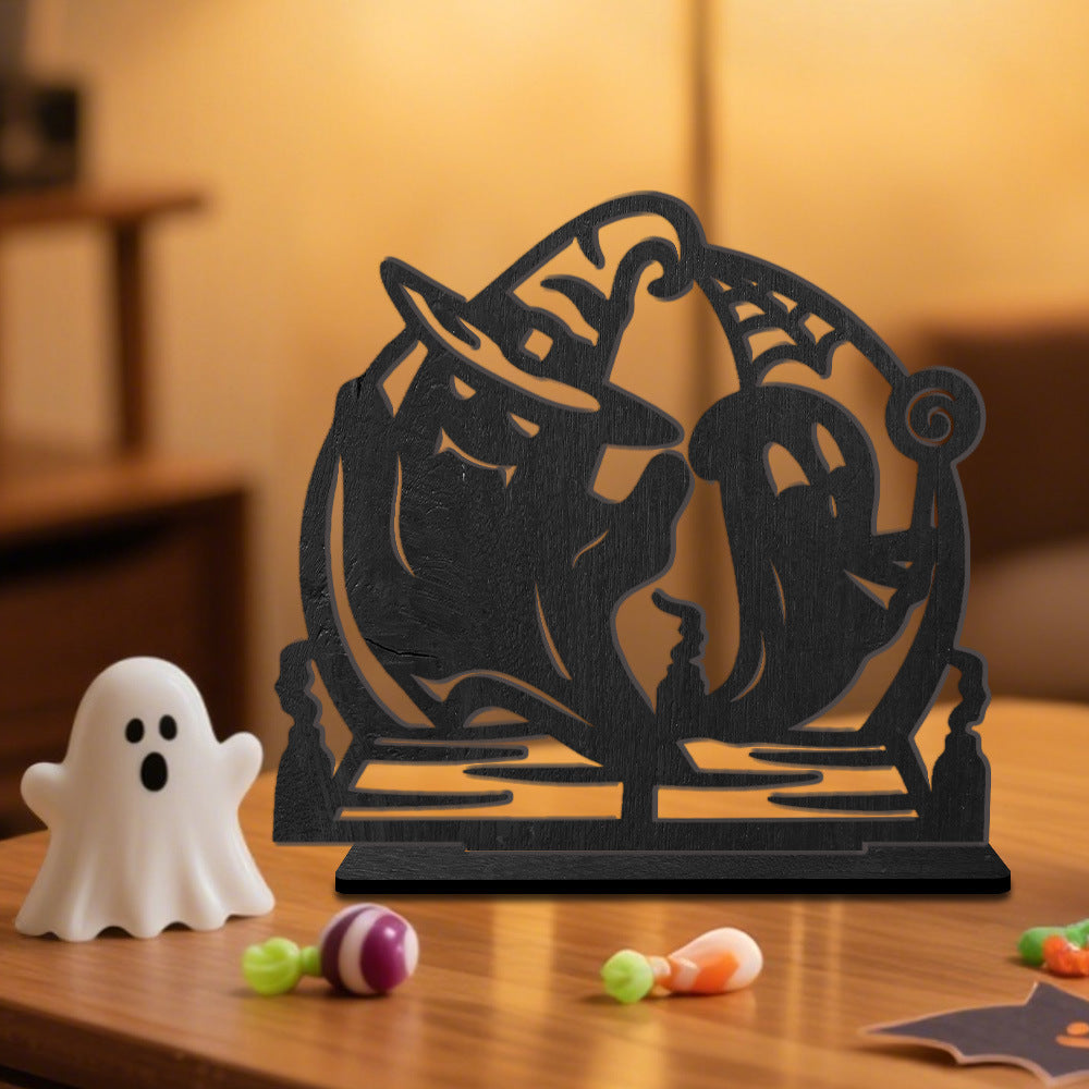 Wholesale  dark style pumpkin lantern wooden ornaments