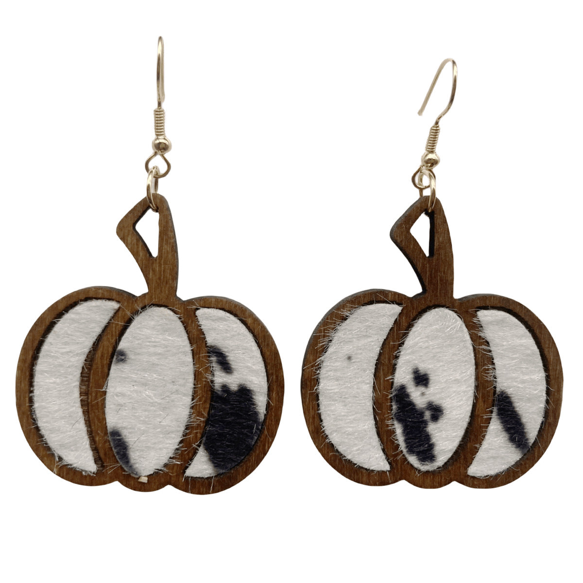 Wholesale Christmas Leopard Print Christmas Tree Pumpkin Long Earrings Wood Earrings ACC-ES-FX066