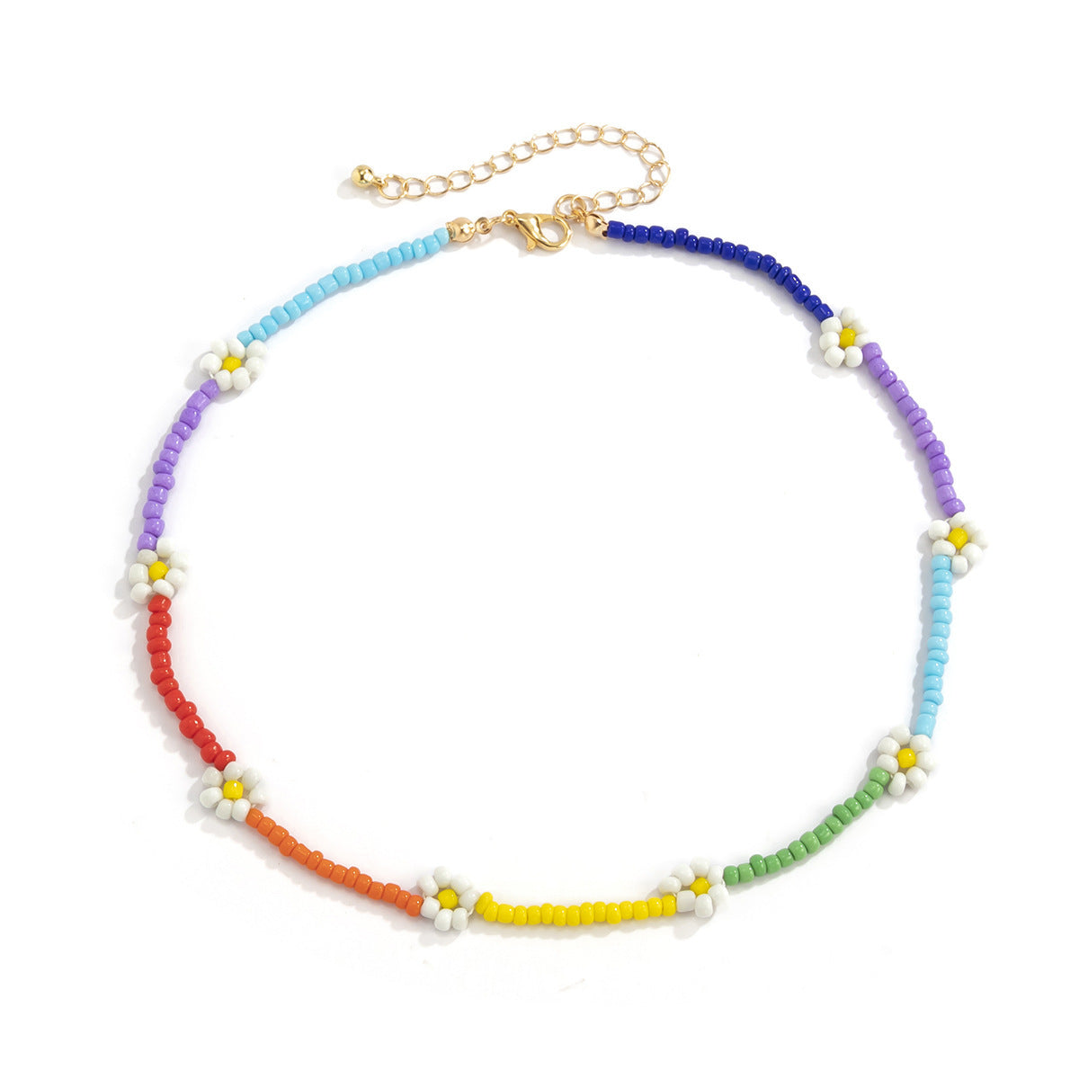 Wholesale  small Daisy contrast color stitching clavicle chain  necklace