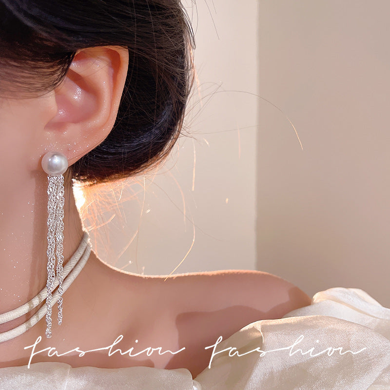 Wholesale  Pearl Tassel Earrings Light Luxury  Long Earrings