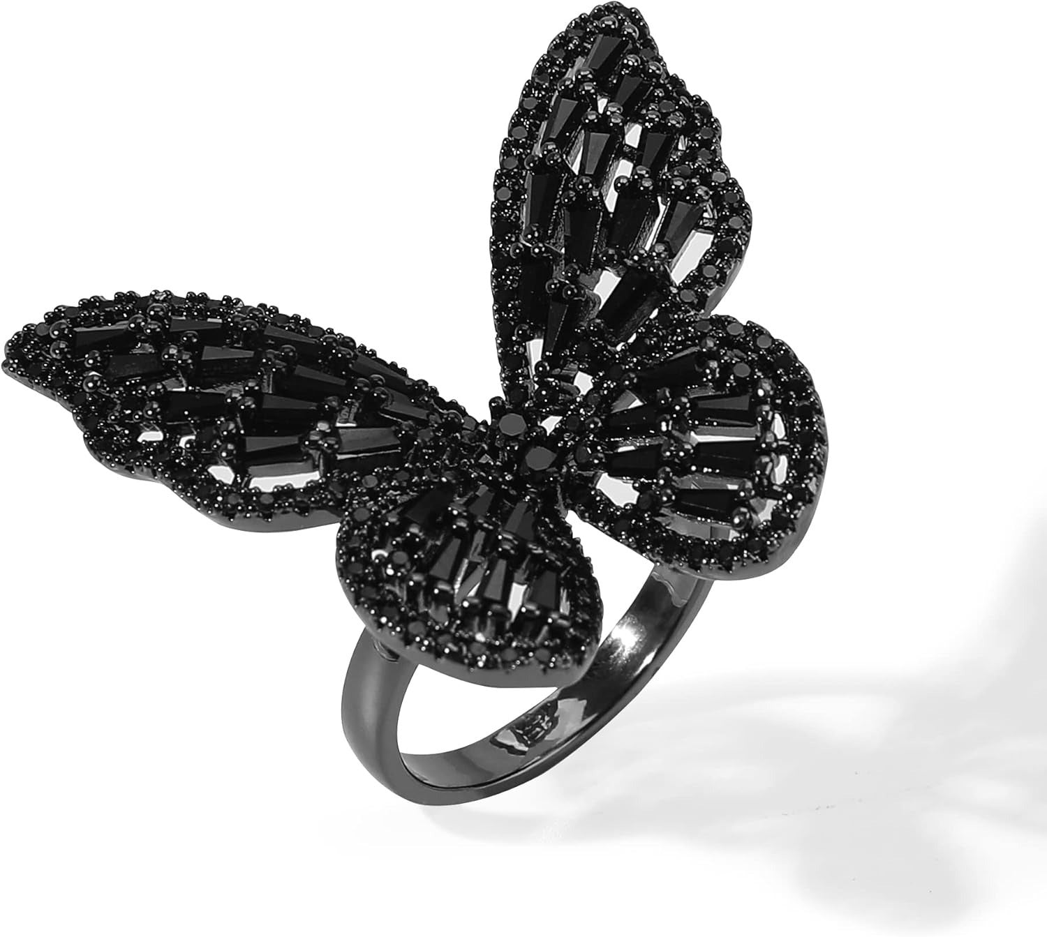 Wholesale Butterfly Rhinestone Adjustable Ring Fashion Cocktail Jewelry Gift for Women Boutique Resale