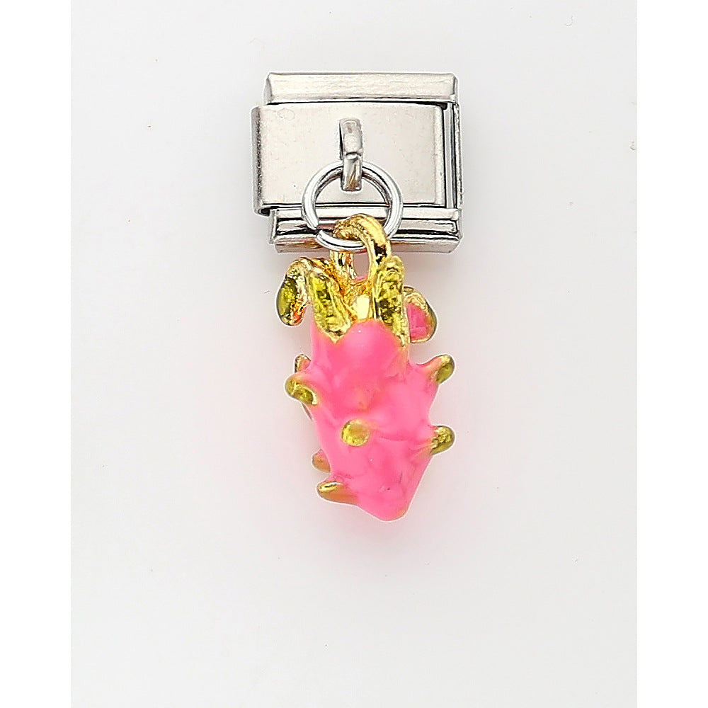 Wholesale 10pcs Italian Charm Bracelet 9mm DIY Splicing Starfish Fruit Lipstick Cartoon Stainless Steel Composable Bracelet