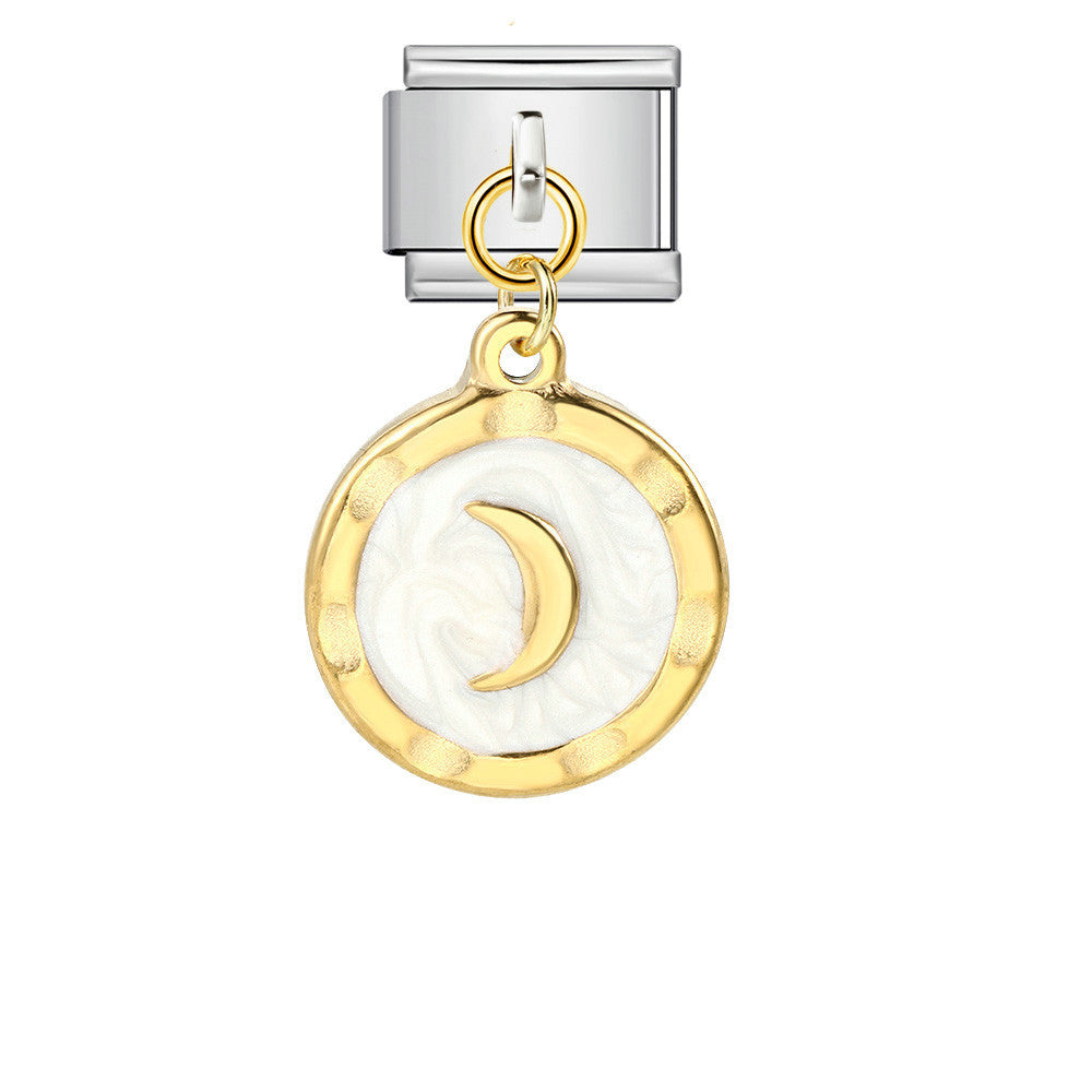 Wholesale 5pcs Italian Charm Bracelet 9mm DIY Splicing Gold and Silver Round Pendant Stainless Steel Composable Bracelet