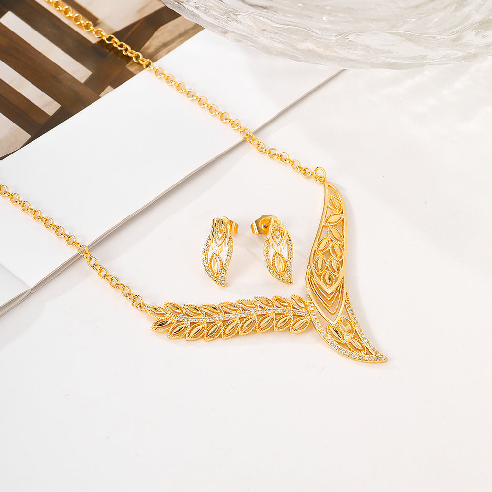 Wholesale Light Luxury Copper Inlaid Zircon Earrings Necklace Set ACC-NE-HengXuan001