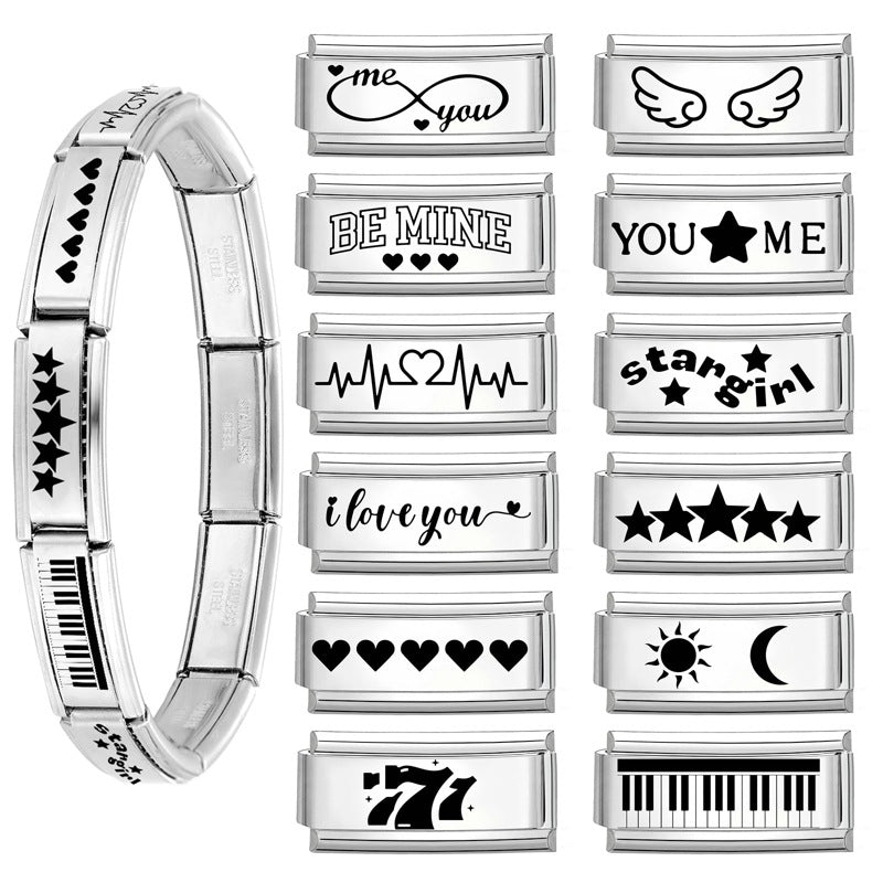 Wholesale 9mm Italian Charm Starter Bracelets DIY Long Stainless Steel Composable Bracelet