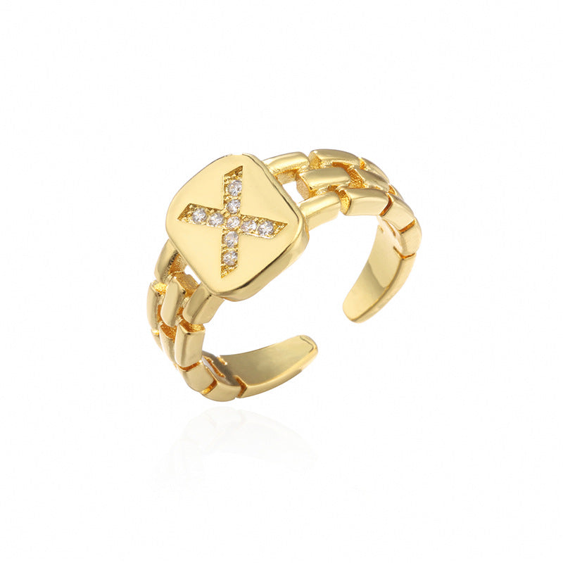 Wholesale 26 Letters Open Adjustable Ring ACC-RS-AoGu007