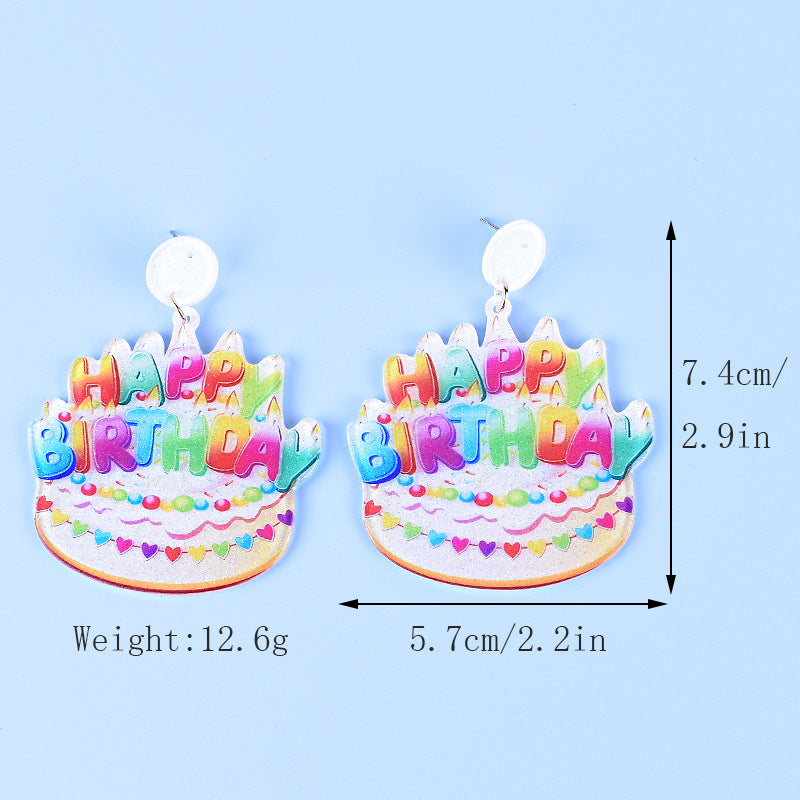 Wholesale Acrylic Birthday cake earrings