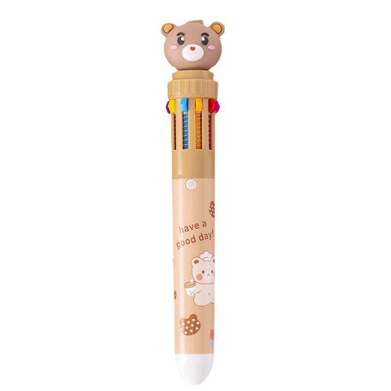 Wholesale Bear 10 Color Ballpoint Pen Cartoon Press Multicolor Color Pen