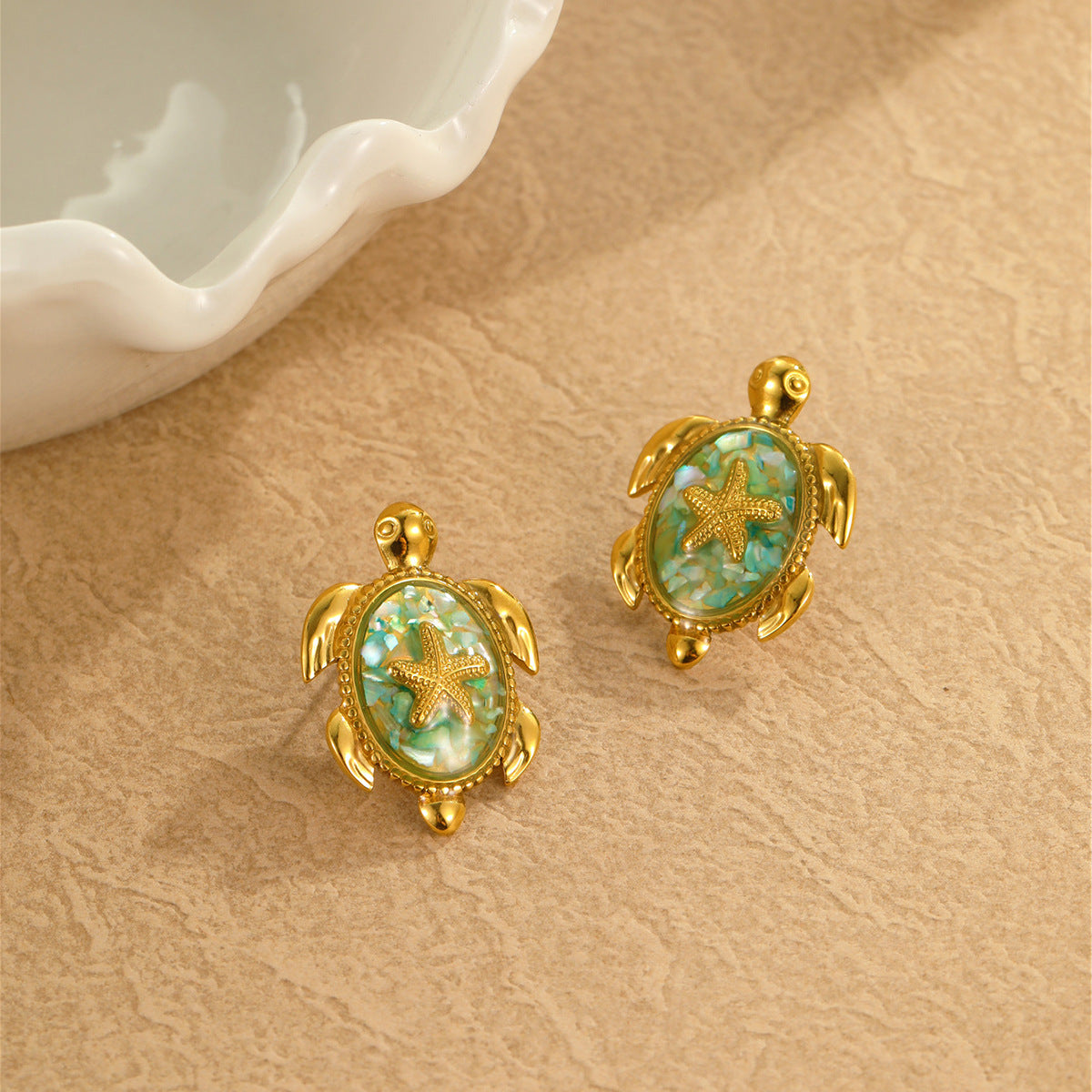 Wholesale  Summer  Turtle and Starfish Stainless Steel Earrings